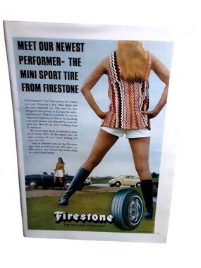 1971 Firestone Mini Sport Tire Volkswagen Beetle Legs Shorts  Vintage Print Ad